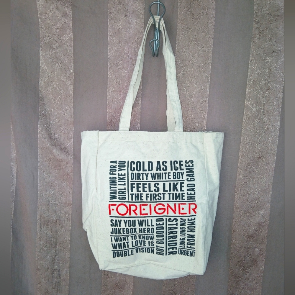 Women's Bag Cream Canvas Tote Bag with Text Design